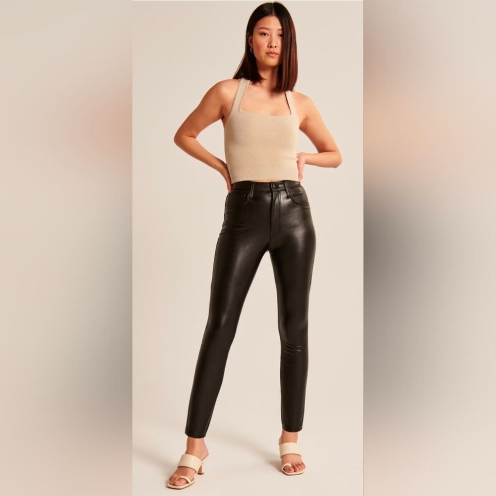 New Abercrombie Skinny High Rise Vegan Leather Ankle Pants Size 36